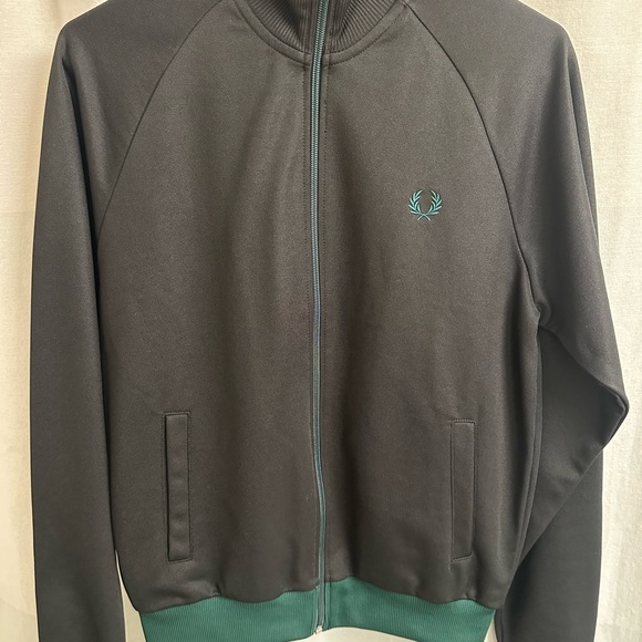 Fred Perry Black and Green Zip-Up Sweater - Picture 1 of 3